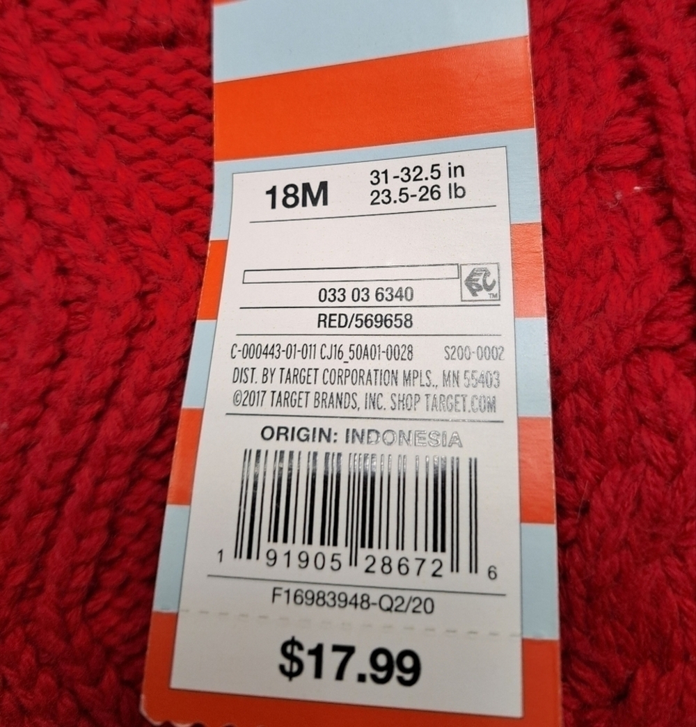 NWT Cat & Jack Boy's Red Shawl Collar Sweater Size 18M - Picture 5 of 6